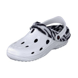 Duflex Clogs Winter weiss mit Zebra-Muster Innenfutter