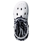 Duflex Clogs Winter weiss mit Zebra-Muster Innenfutter