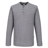 PORTWEST T-Shirt HENLEY langarm grau