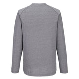 PORTWEST T-Shirt HENLEY langarm grau